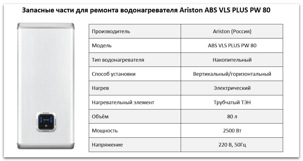 Ariston ABS VLS PLUS PW 80 Купить запчасти Ariston ABS VLS PLUS PW 80 в Твери